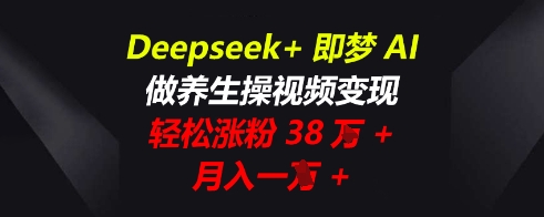 Deepseek+即梦AI,做养生操视频变现,轻松涨粉38W+,月入一W+-51创业资源库