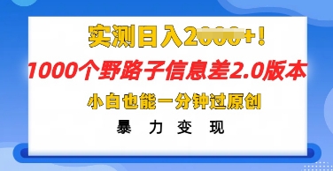 2025抖音1000个野路子信息差最新玩法，一分钟过原创，暴力变现月入几k-51创业资源库