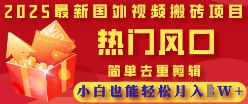 2025最新视频搬砖项目，热门风口，简单去重剪辑，小白也能轻松月入过W-51创业资源库
