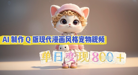 AI制作Q版现代漫画风格宠物视频,单日变现几张-51创业资源库