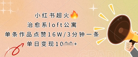 小红书超火的治愈系loft公寓，单条作品点赞16W，3分钟一条，单日变现数张-51创业资源库