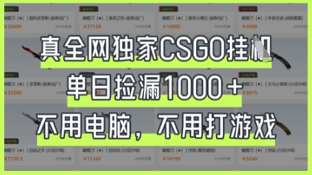 真全网独家CSGO挂G，单日捡漏1k+【揭秘】-51创业资源库