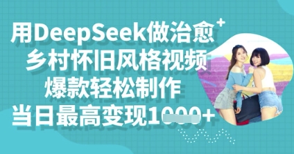 用DeepSeek做治愈乡村怀旧风格视频,爆款轻松制作,当日最高变现多张-51创业资源库